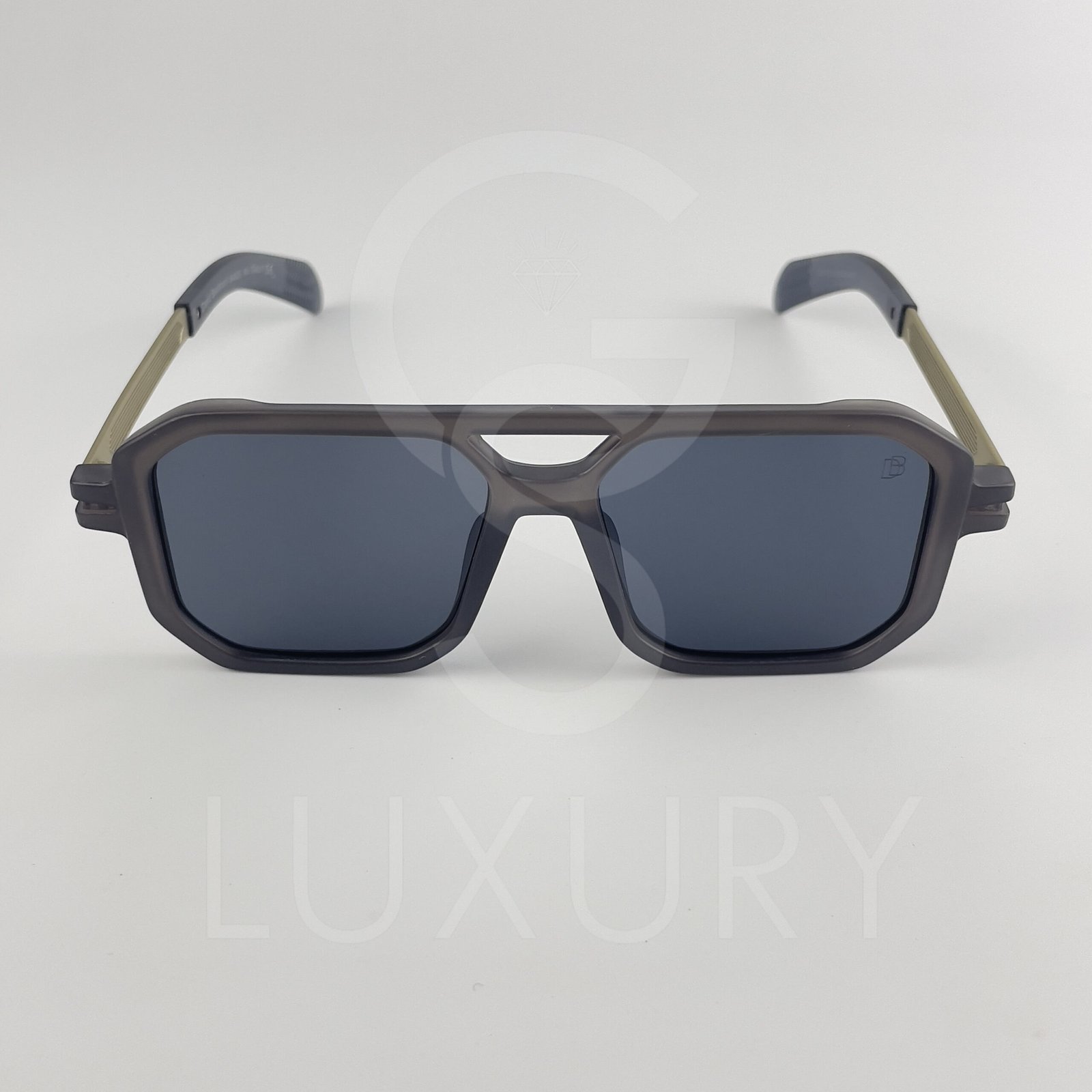 Lunette de soleil David beckham Double pont carré bras métal Gris matte Verre Gris DB7103 – Image 3