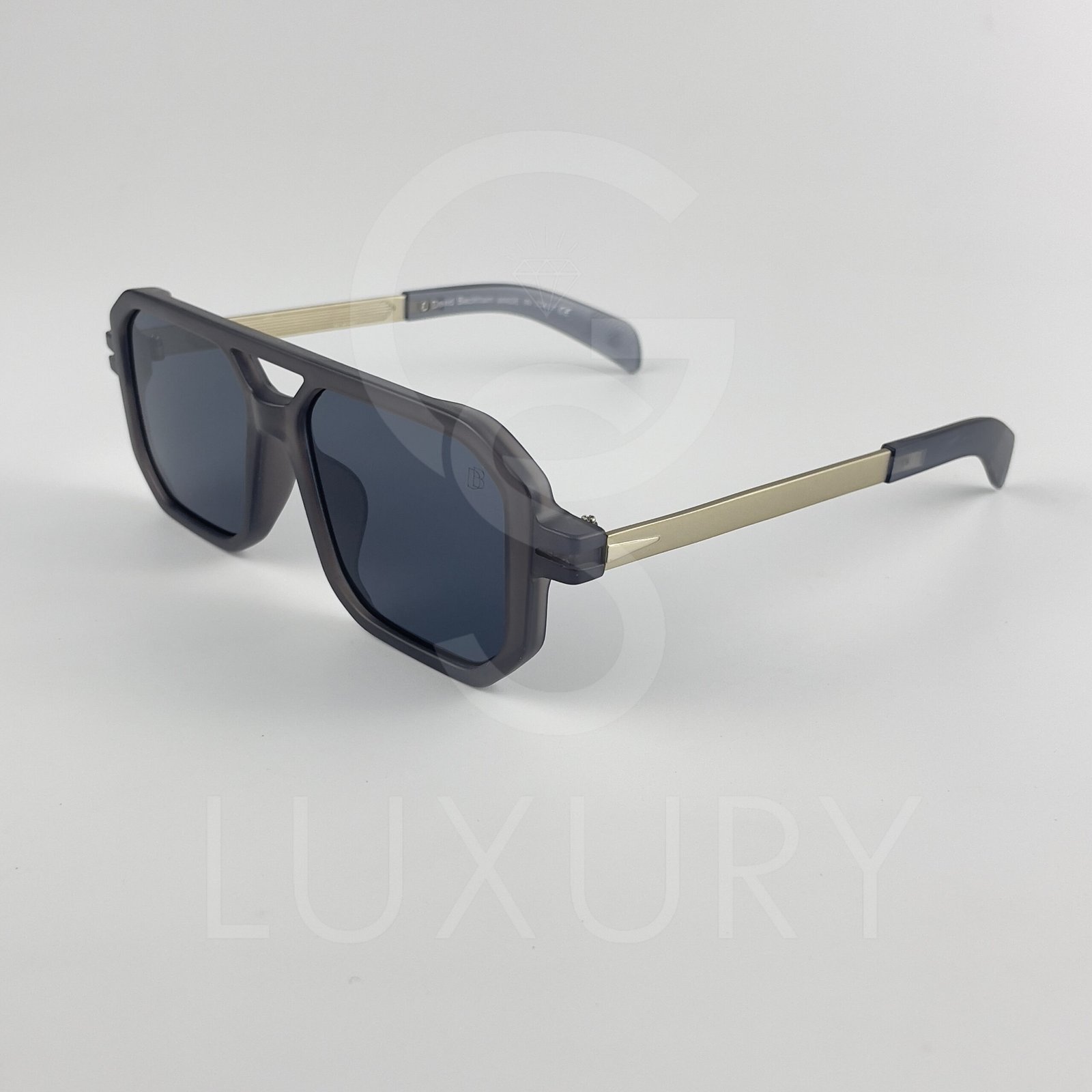 Lunette de soleil David beckham Double pont carré bras métal Gris matte Verre Gris DB7103 – Image 4