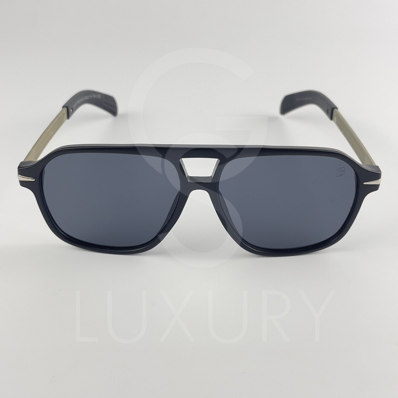 Lunette de soleil David beckham Double pont bras métal Noir matte Verre Noir DB7104 – Image 3