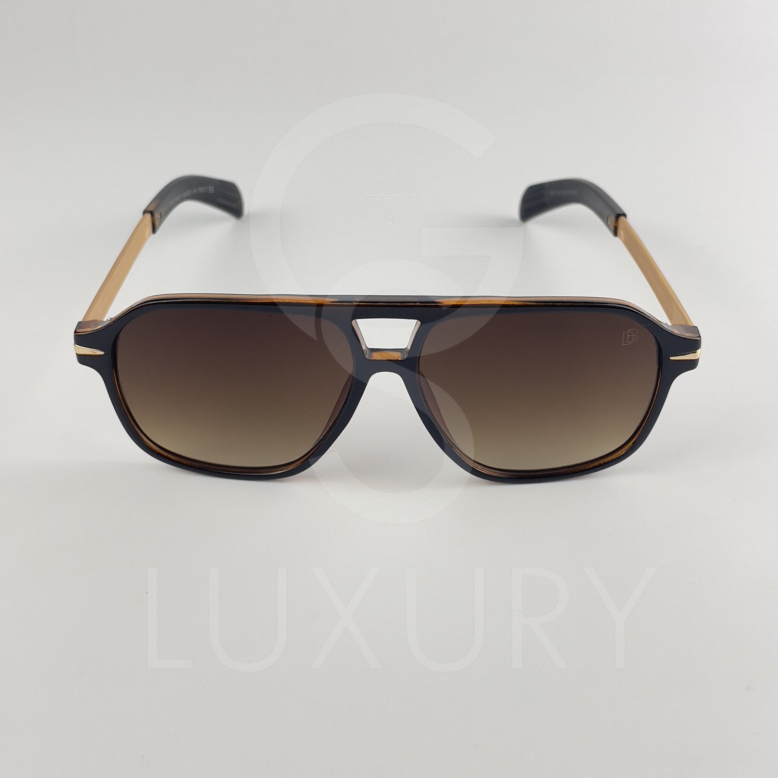 Lunette de soleil David beckham Double pont bras métal Marron Verre Marron DB7104 – Image 3