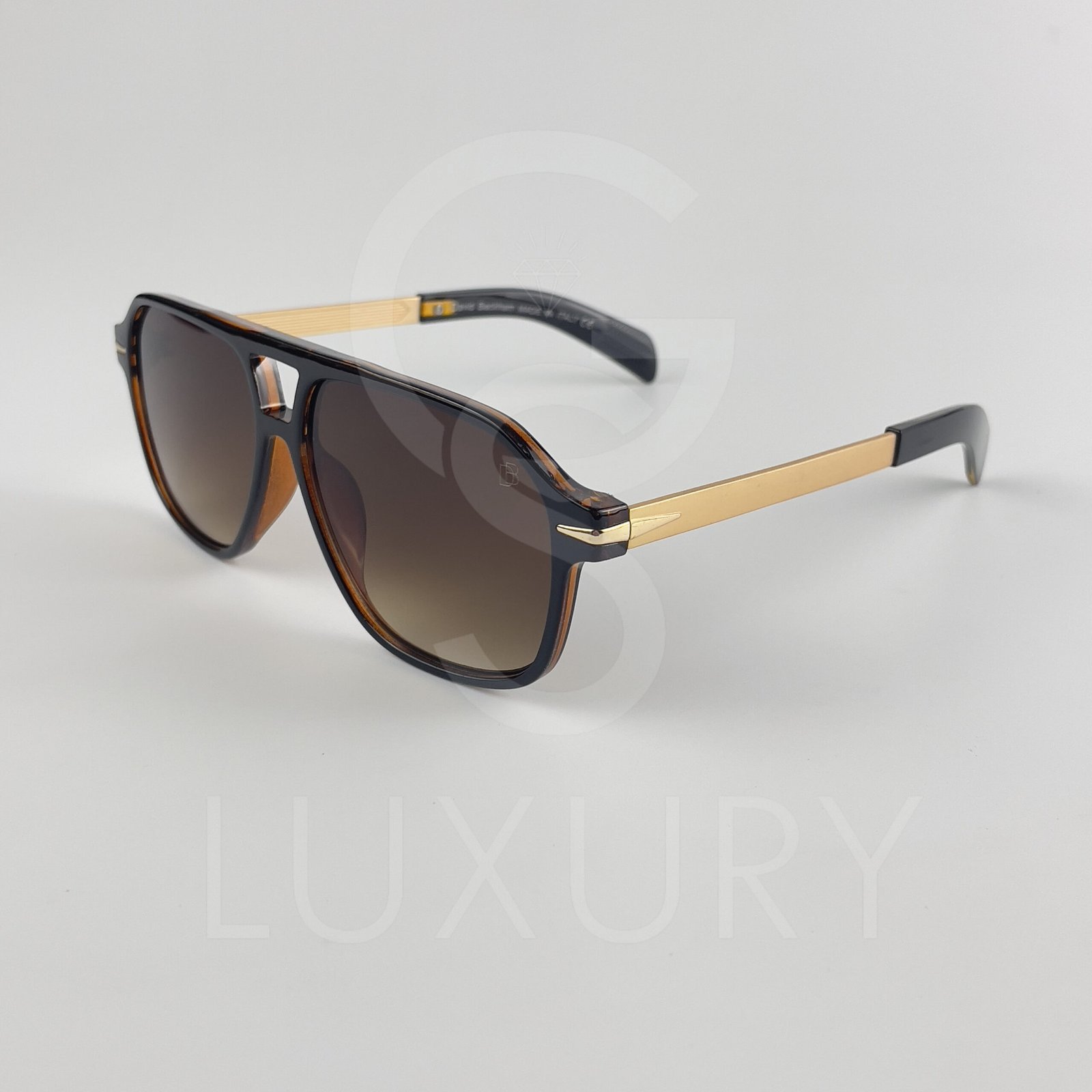 Lunette de soleil David beckham Double pont bras métal Marron Verre Marron DB7104 – Image 4