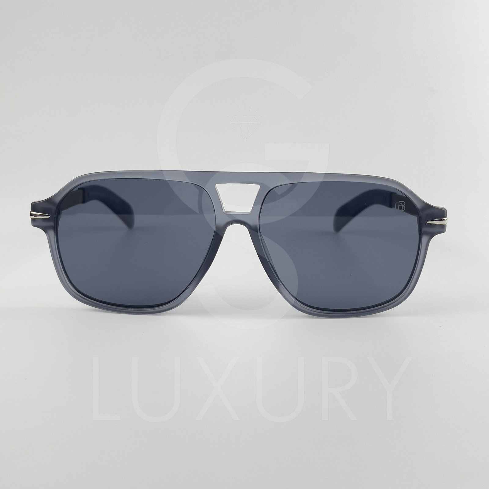 Lunette de soleil David beckham Double pont bras métal Gris matte Verre Gris DB7104 – Image 2
