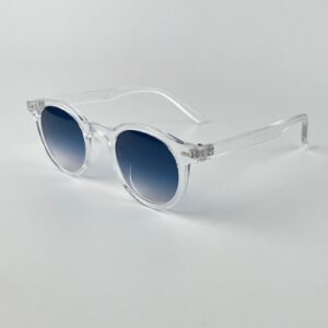 Lunette de soleil Rond transparent verre dégradée bleu foncé E140