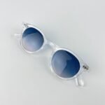 Lunette de soleil Rond transparent verre dégradée bleu foncé E140 - Image 3