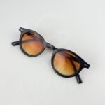 Lunette de soleil Rond noir verre orange dégradée E140 - Image 3