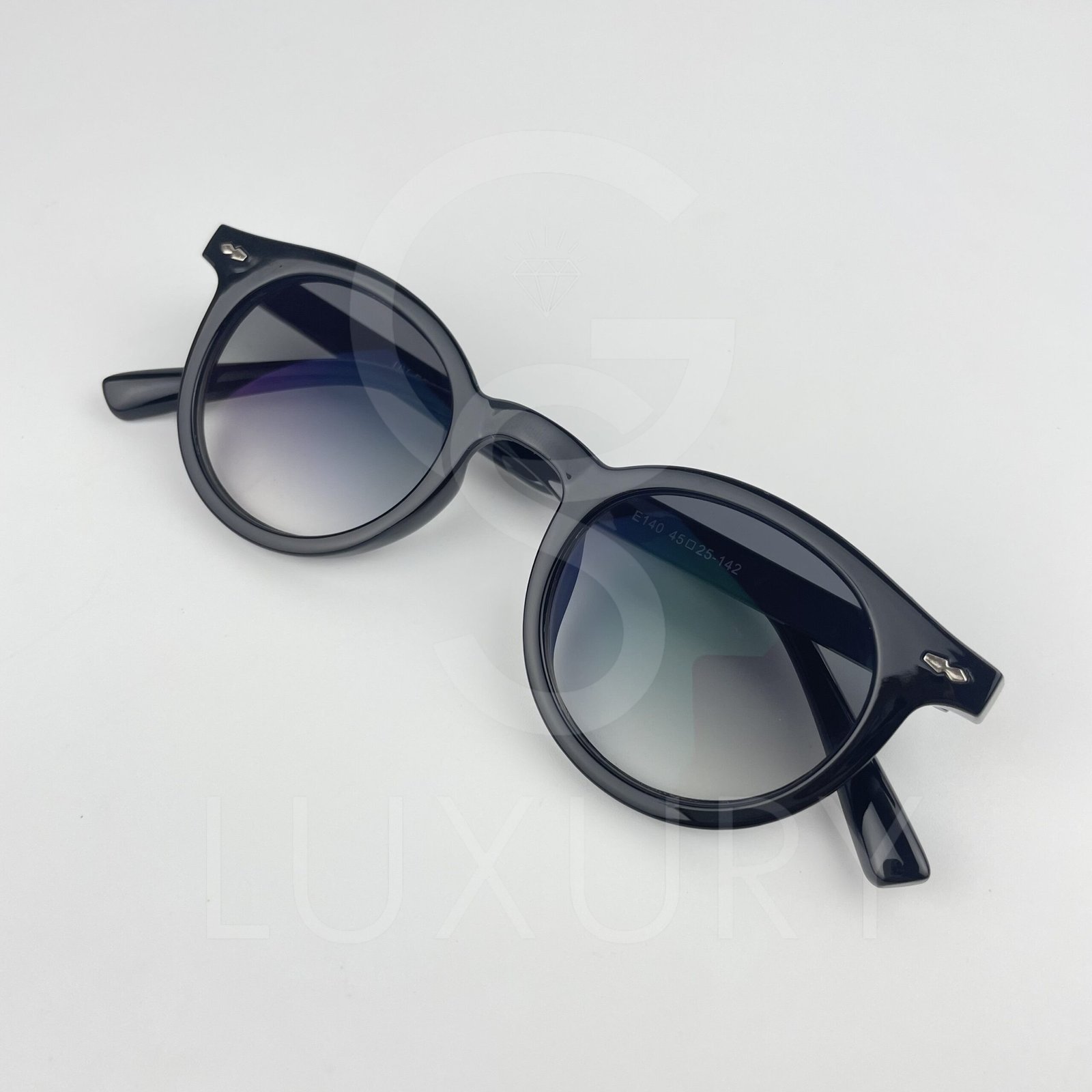 Lunette de soleil Rond noir verre dégradée vert anti reflet E140 – Image 3