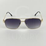 Lunette de soleil cartier double pont doré bleu 36090