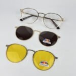 Lunette avec 2 appliques metal double rond doré 8016